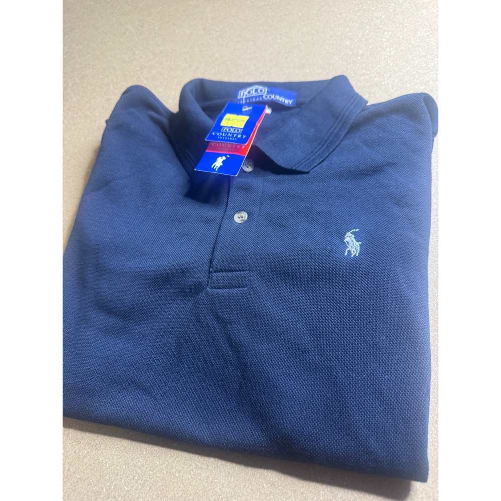 Polo Country Original‎ Mens Navy Blue Short Sleeve Pique Polo Shirt Size M NWT